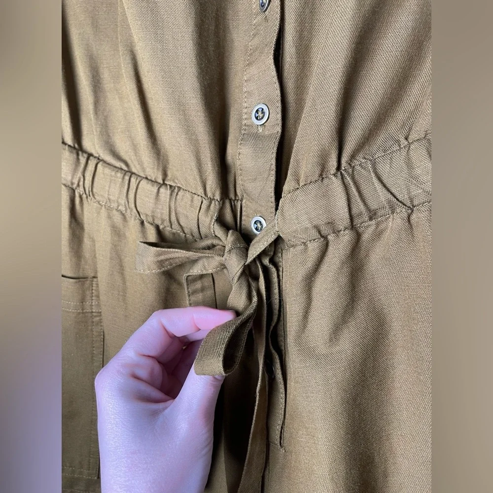 Like New Old Navy Cotton Rompe Adjustable Waist 6” Inseam Brown/Green Plus 1X - Picture 7 of 13